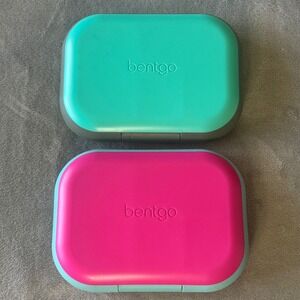 Bentgo Kids Leak-Proof 5-Compartment Lunch Box Set Pink and Teal 2-Pack